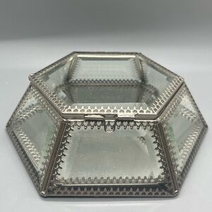 Nicole Miller Silver and Glass Hexagonal Box